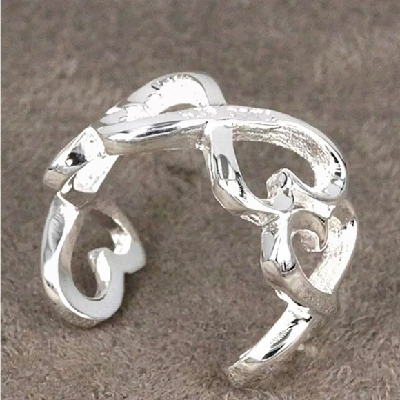 Hollow Out Heart Design Sterling Silver Cuff Bangle Bracelet - Picture 8 of 8